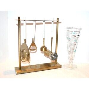 Vintage Bar Tools on Gold Stand Tiki Retro Coastal